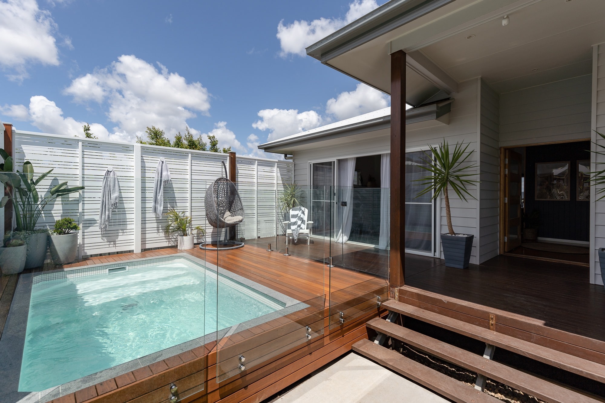 Plungie plunge pool set into a timber deck