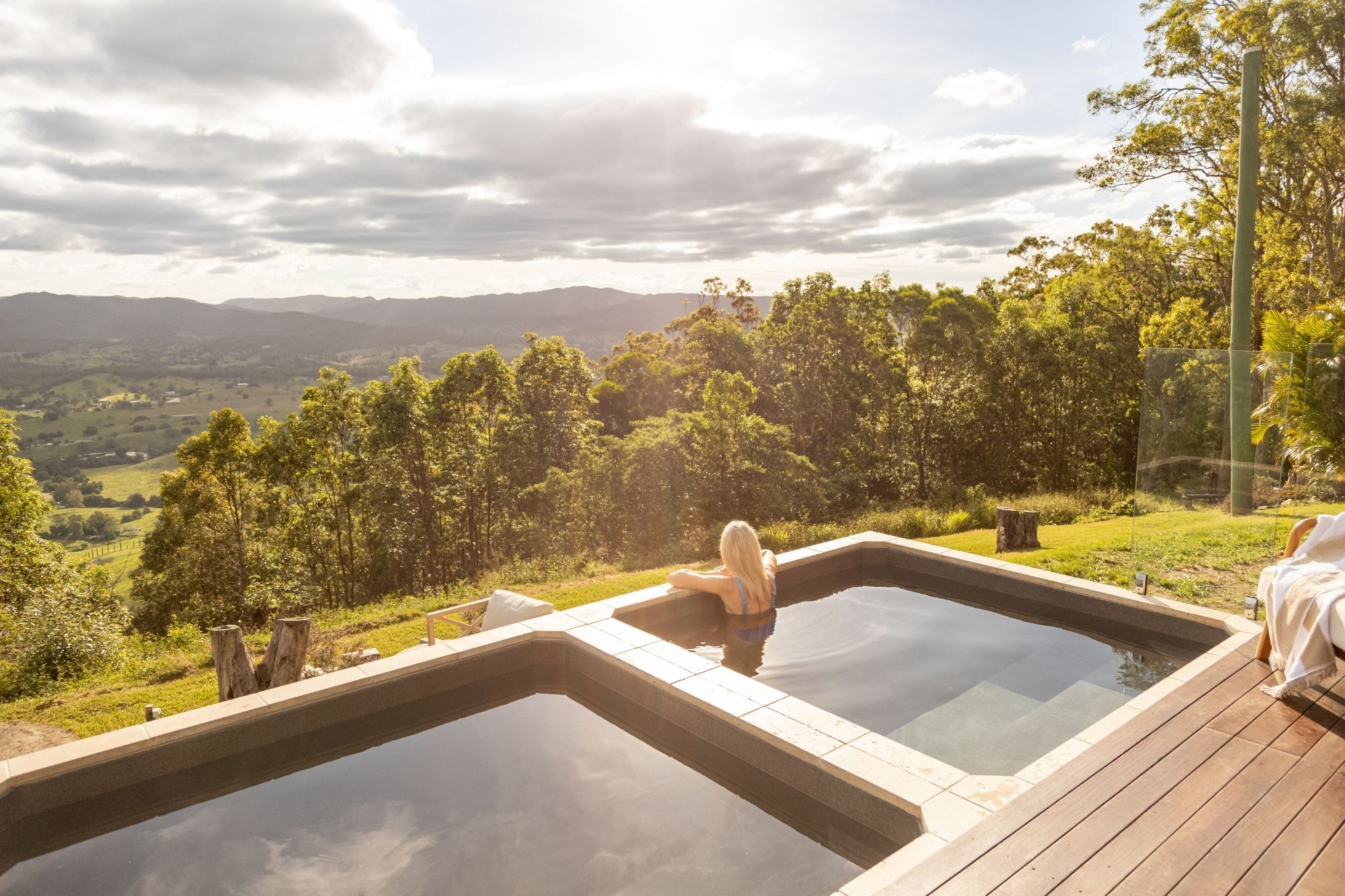 Plungie plunge pool on a hillside deck